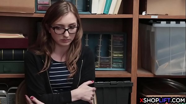 Tighty teen shoplifting with small tits busted and fucked by security guys big dick in his back office after she didnt want to cooperate with him