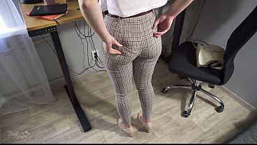 Office Girl Teases Ass In Full Back Panties